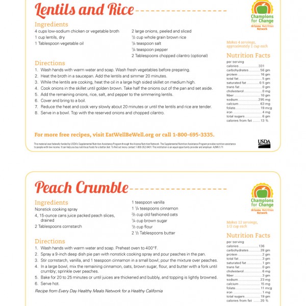 Whole Grains Recipe Sheet for Preschool 2011 English - AZ Healthzone